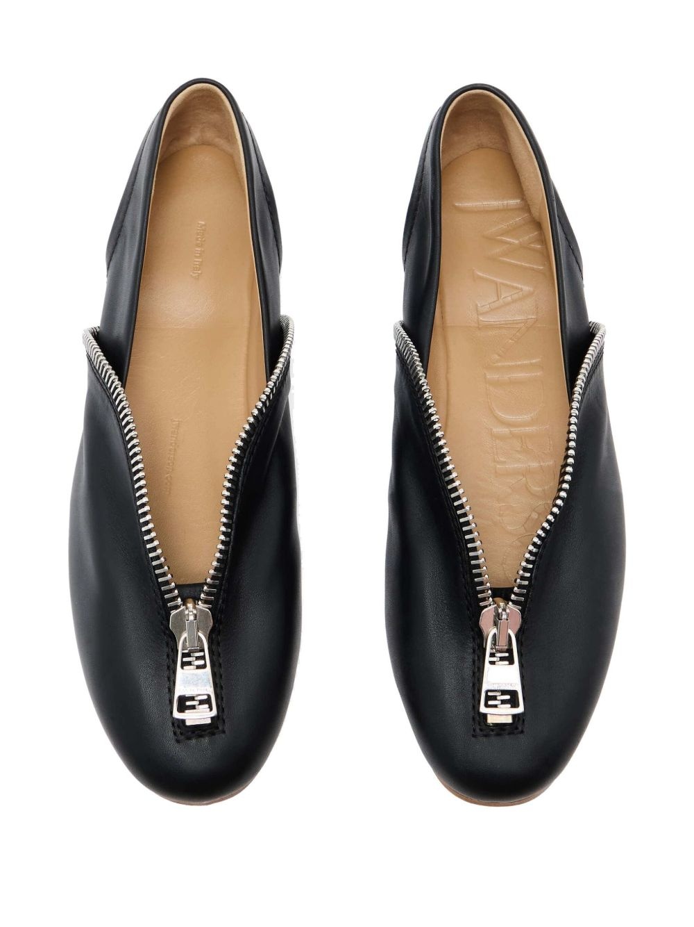 zip-detail leather ballerina flats - 4