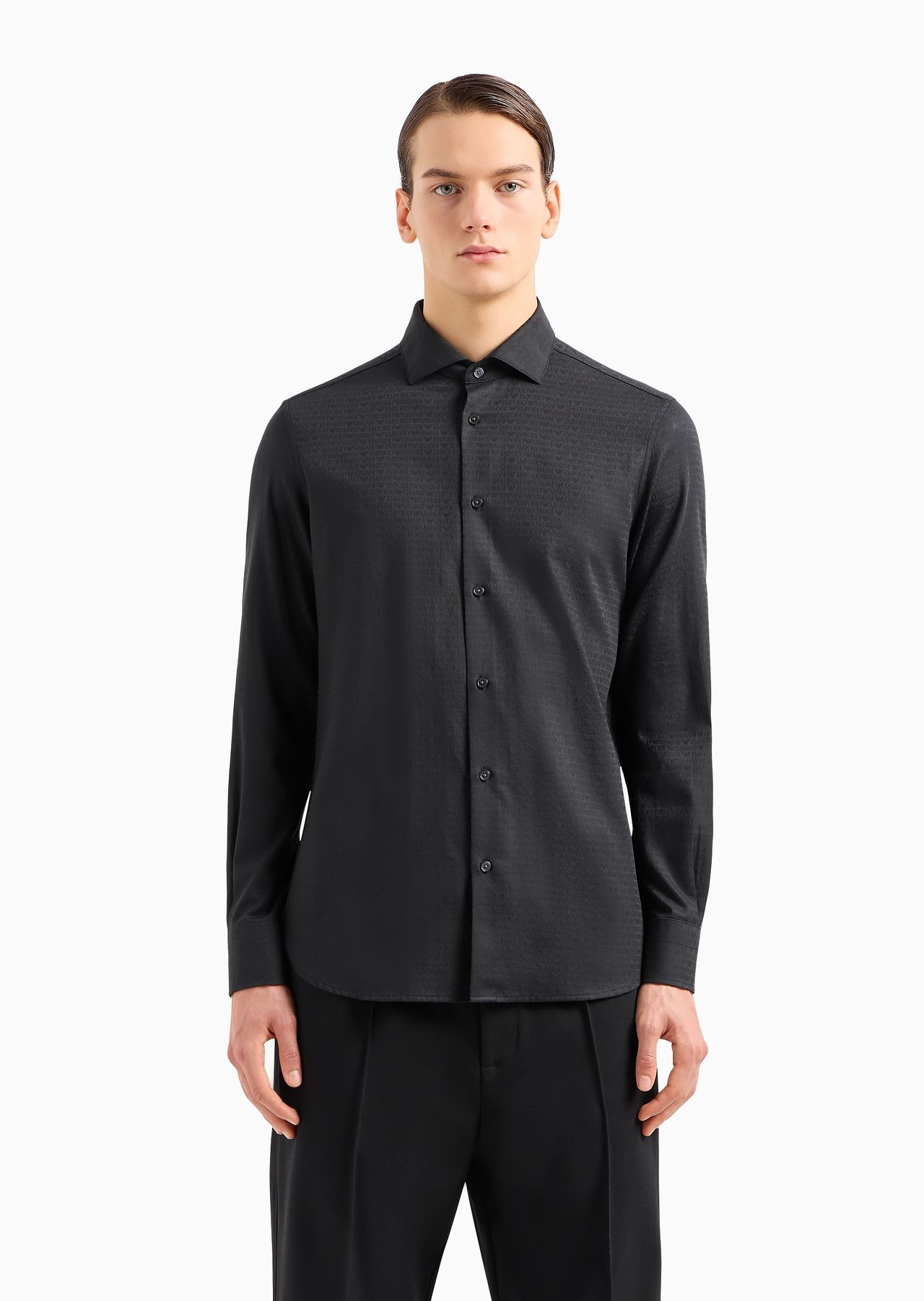 Poplin shirt with embossed EA logo - 2