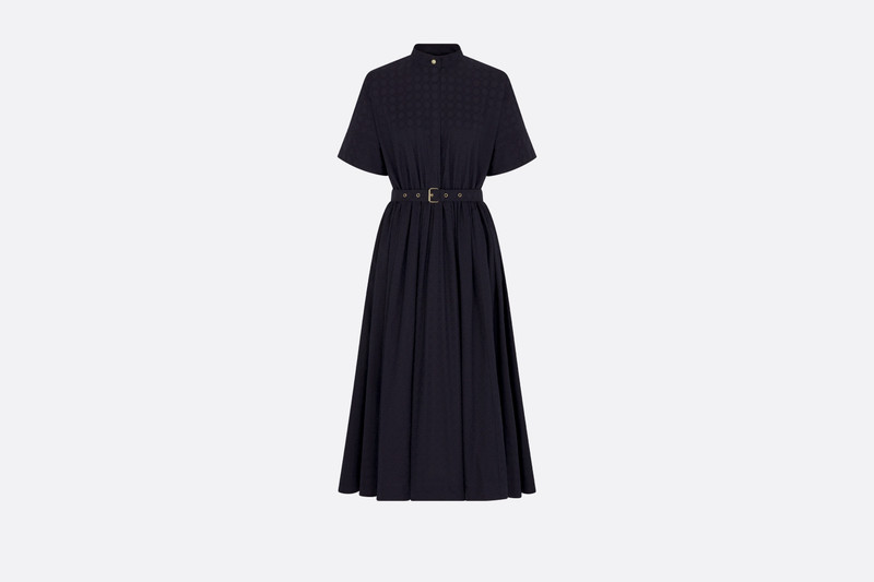 Mid-Length Belted Macrocannage Dress 1