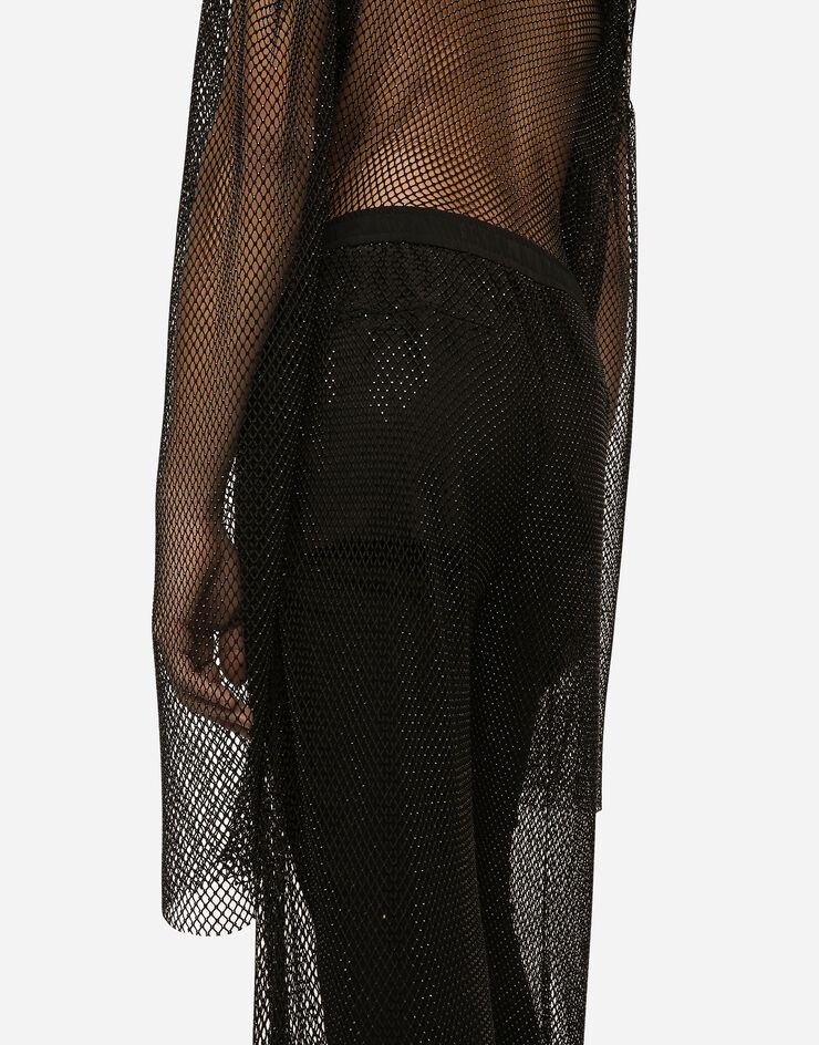 Wide-leg mesh pants with crystals - 5