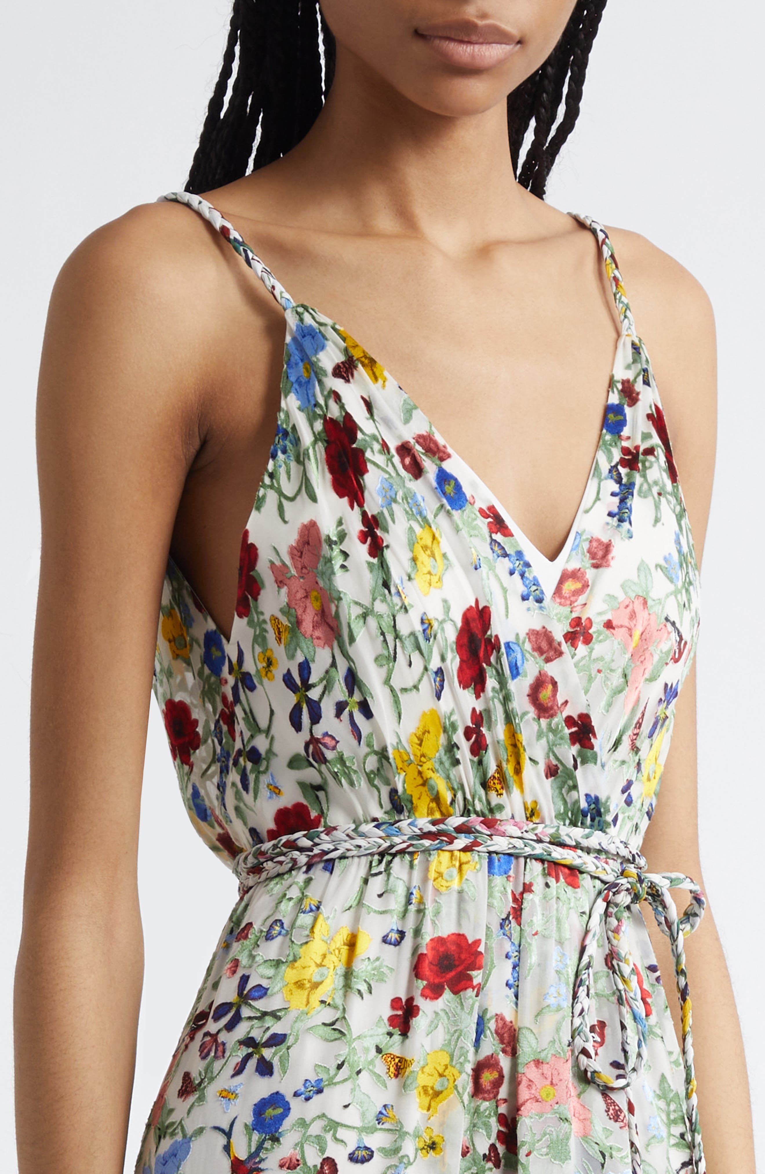 Alice + Olivia Tara Floral Ruffle Detail High-Low Dress in Dollhouse at Nordstrom - 4
