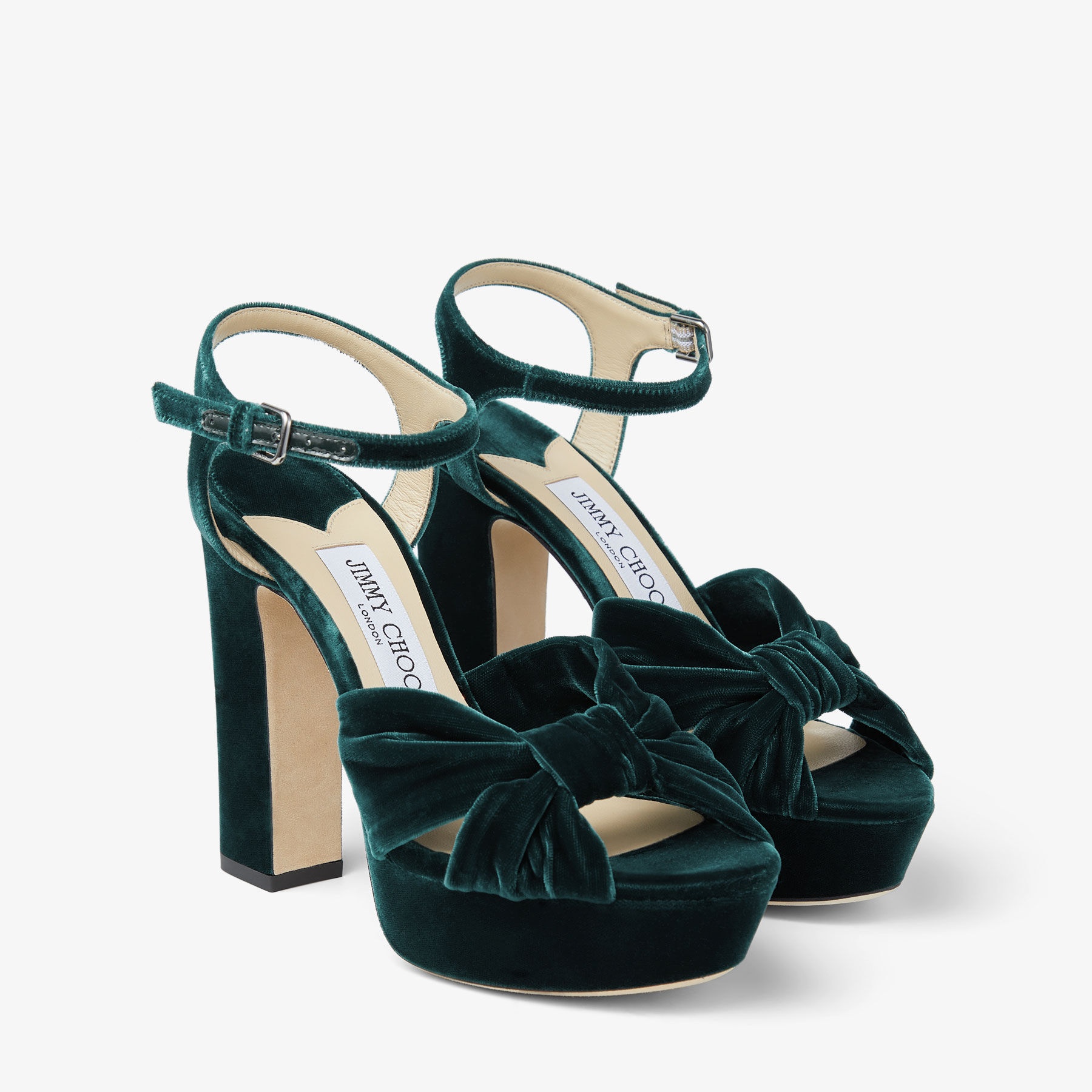 Heloise 120
Dark Green Velvet Platform Sandals - 3