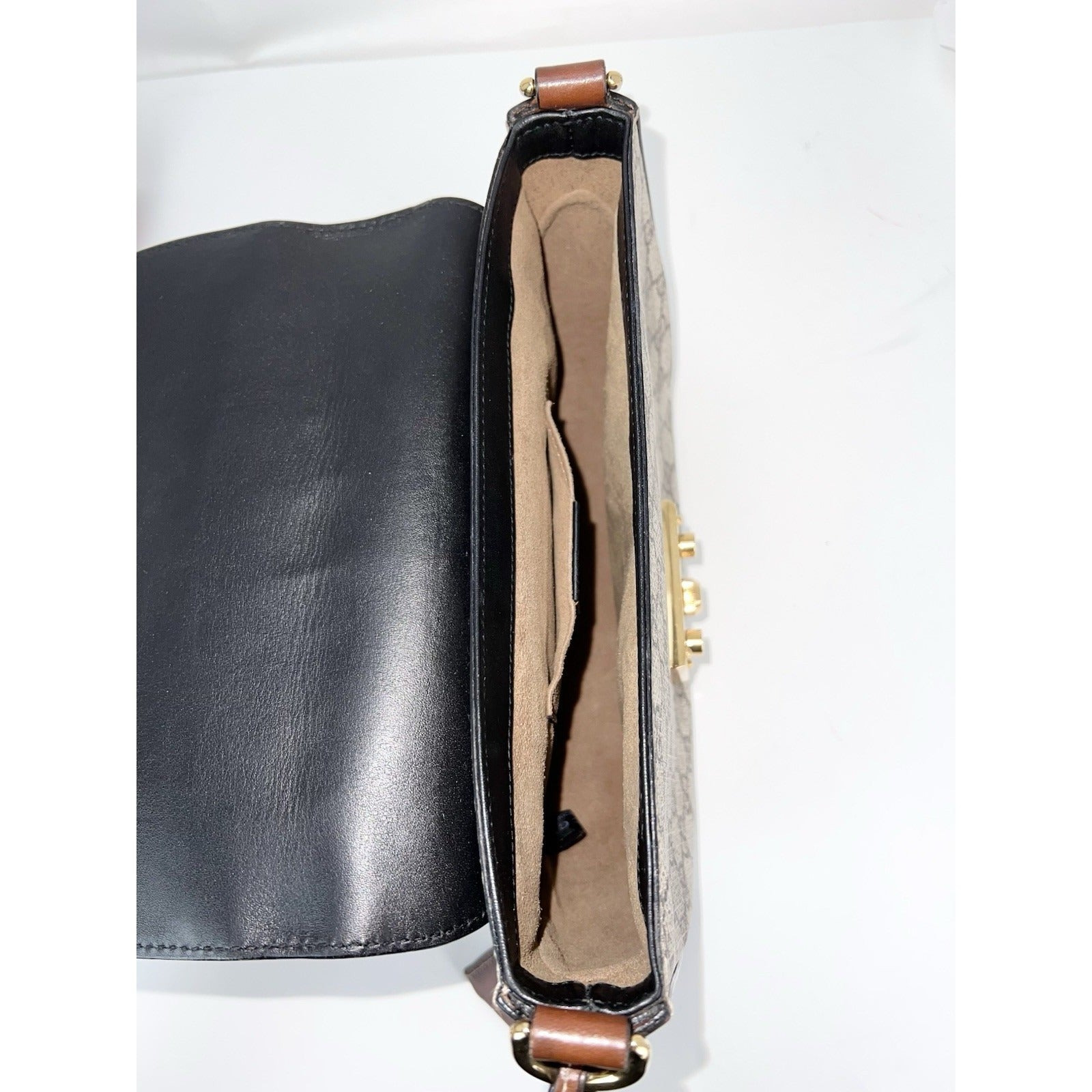 Gucci GG Supreme Web Padlock Black Messenger Shoulder Bag - 9