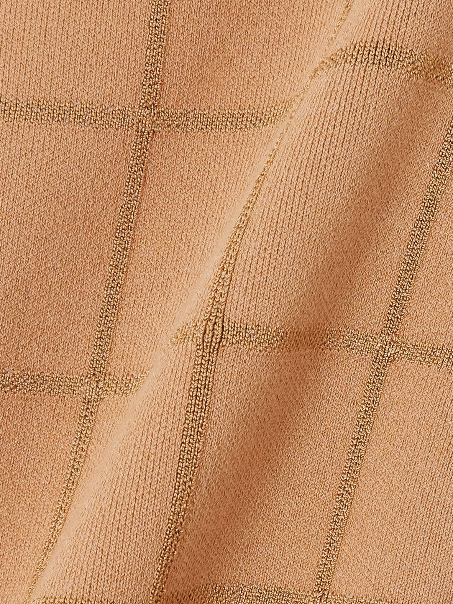 Kick checked stretch-knit flared pants Beige - 4