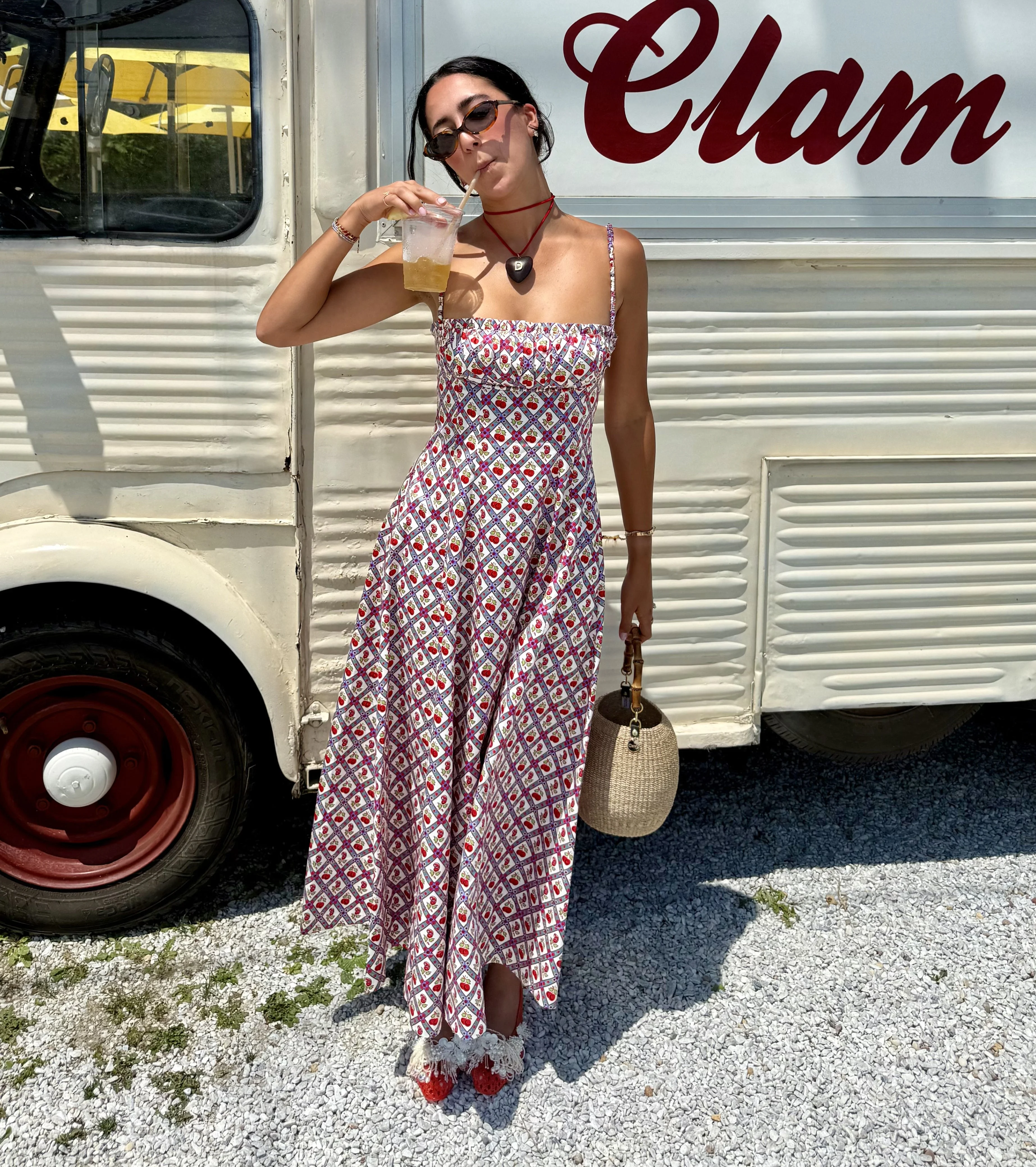 The Maisie Dress - Diamond Cherries Cherry Red - 1