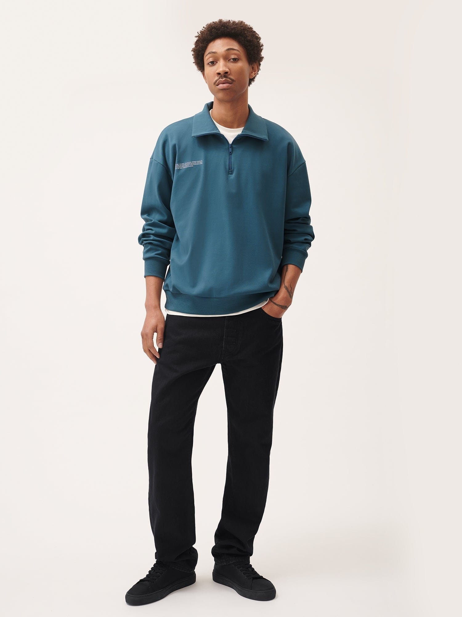 Mens Double Jersey Half Zip Sweatshirt - Storm Blue - 4