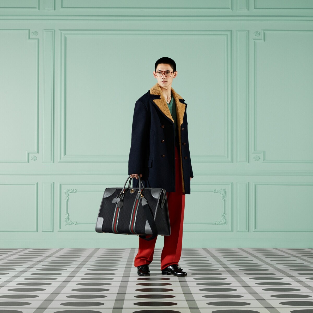 Maxi canvas duffle bag with Double G - 3