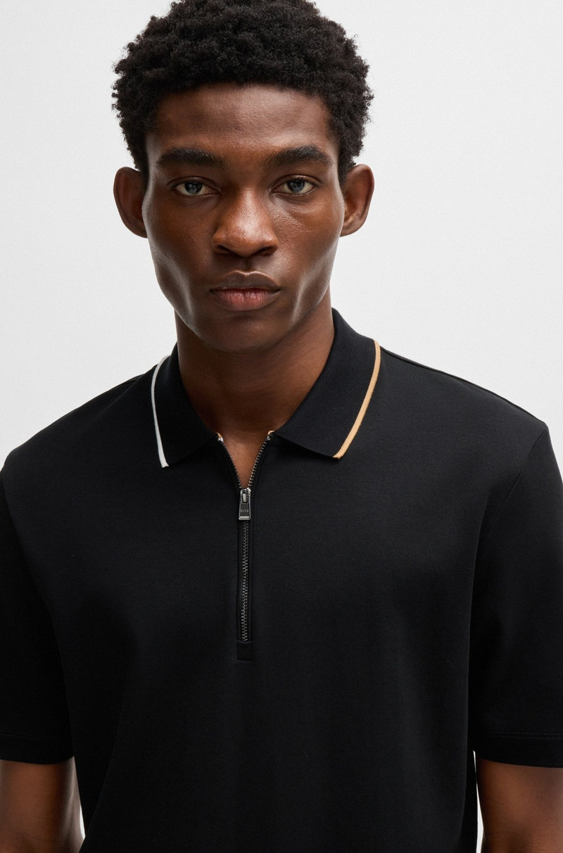 ZIP-NECK POLO SHIRT IN INTERLOCK COTTON 3