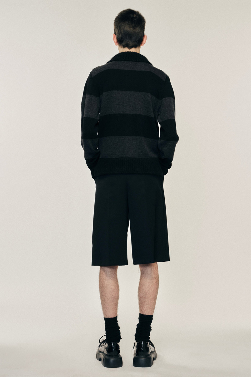 Embellished Fuzzy Collar Rugby Cardigan 4