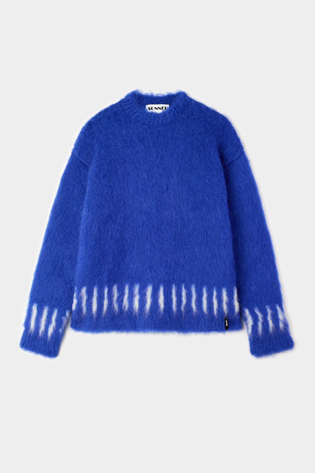 HAIRY KNIT ROUND NECK SWEATER / electric blue - 2