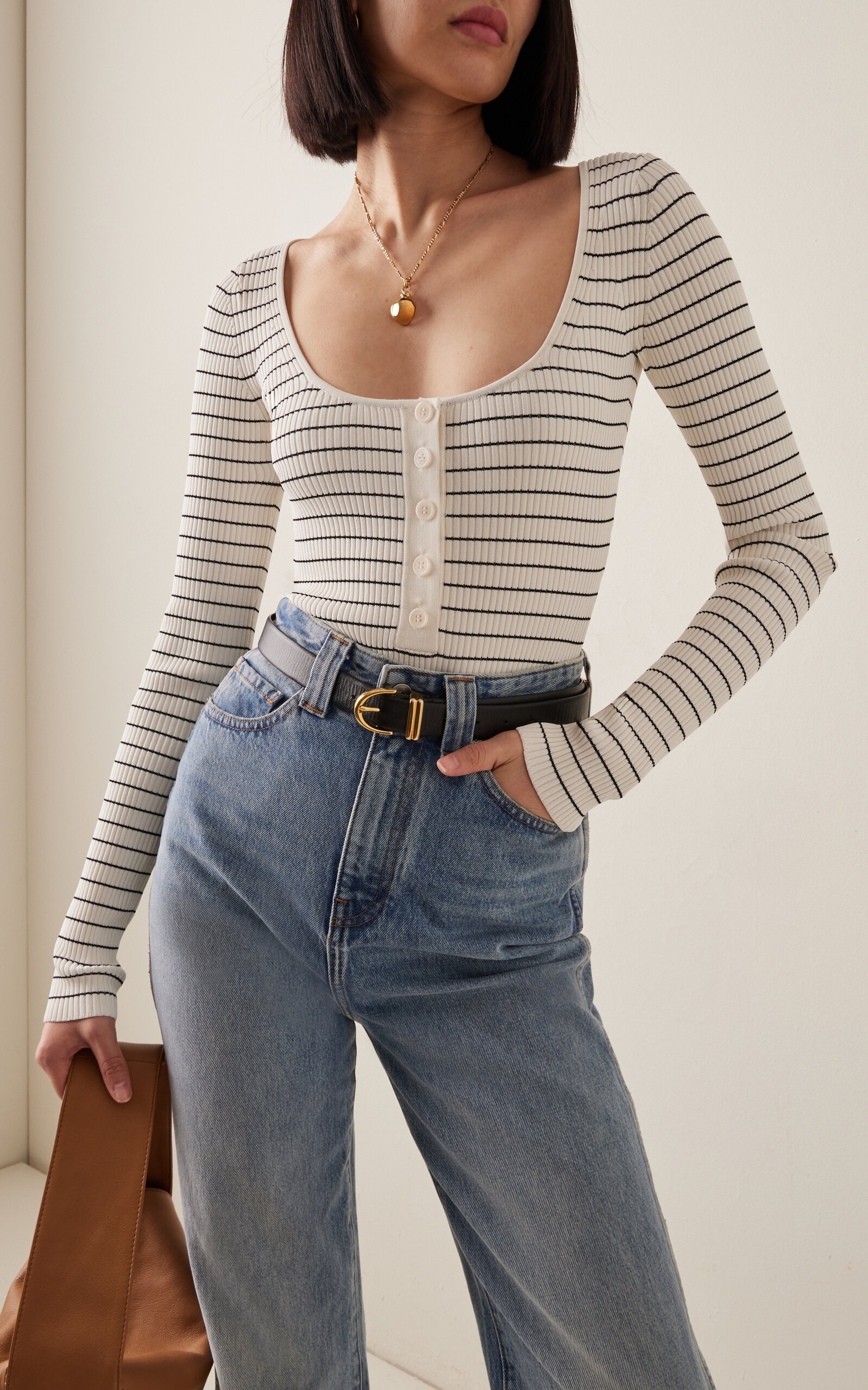 Parley Striped Knit Bodysuit white - 2