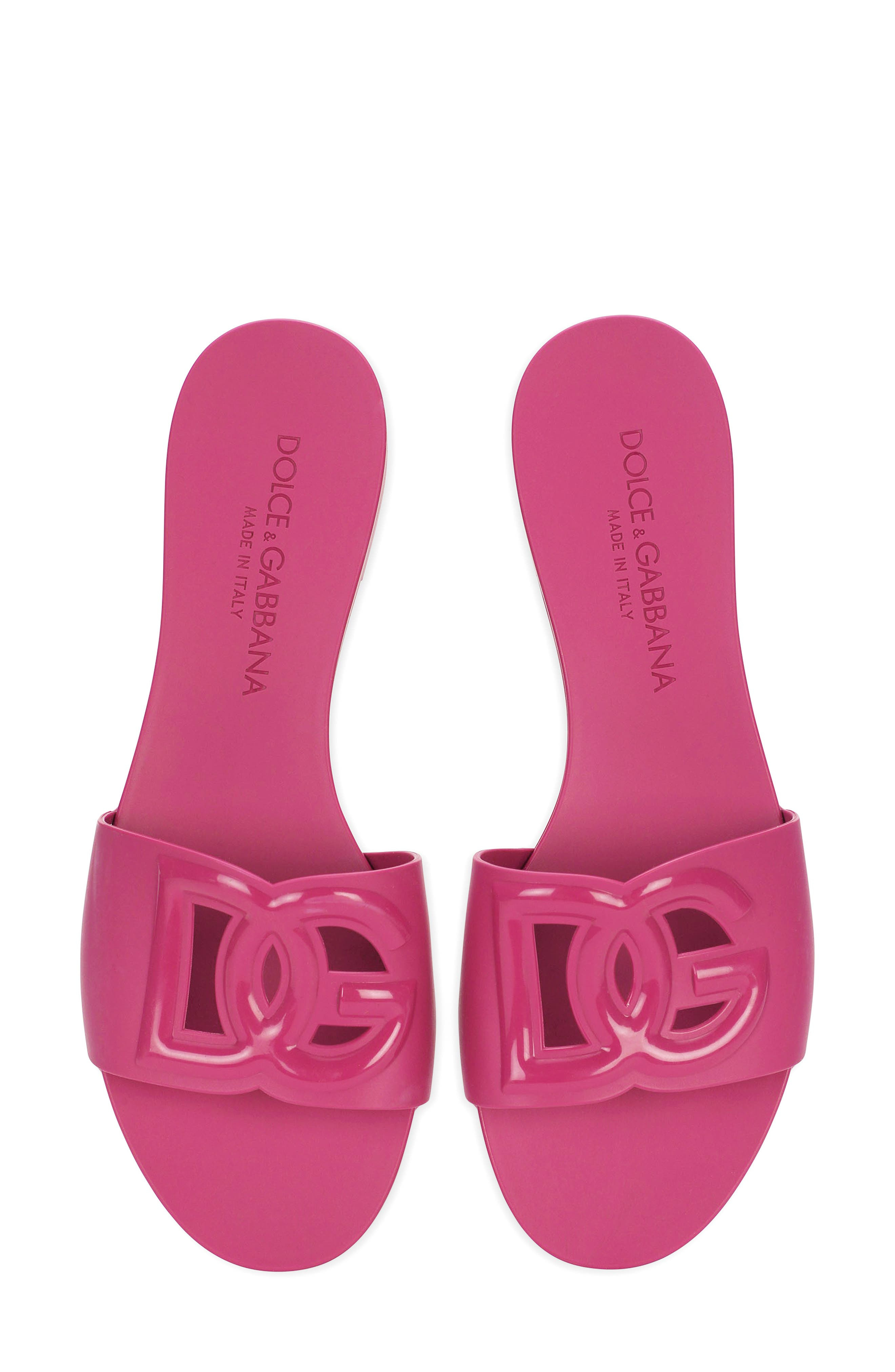 Dolce&Gabbana Bianca Interlock Slide Sandal in Fuchsia at Nordstrom - 3