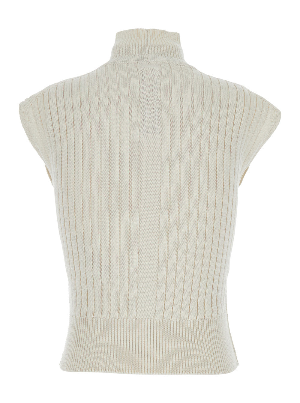 Rick Owens Women White Sleeveless Top With High-Neck In Virgin Wool Woman - 2