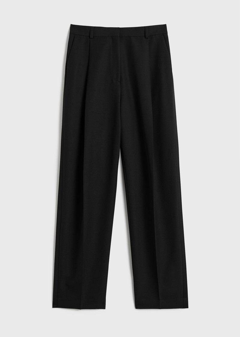 Pleated straight trousers black - 1