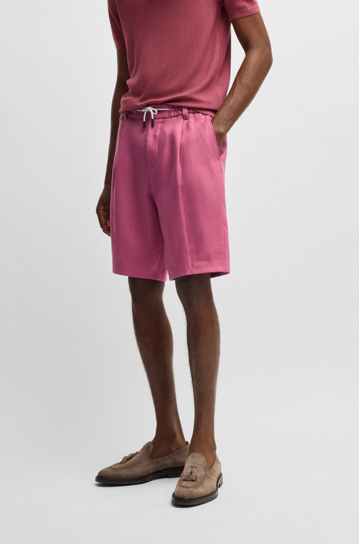 TAPERED-FIT SHORTS IN WRINKLE-RESISTANT LINEN - 2
