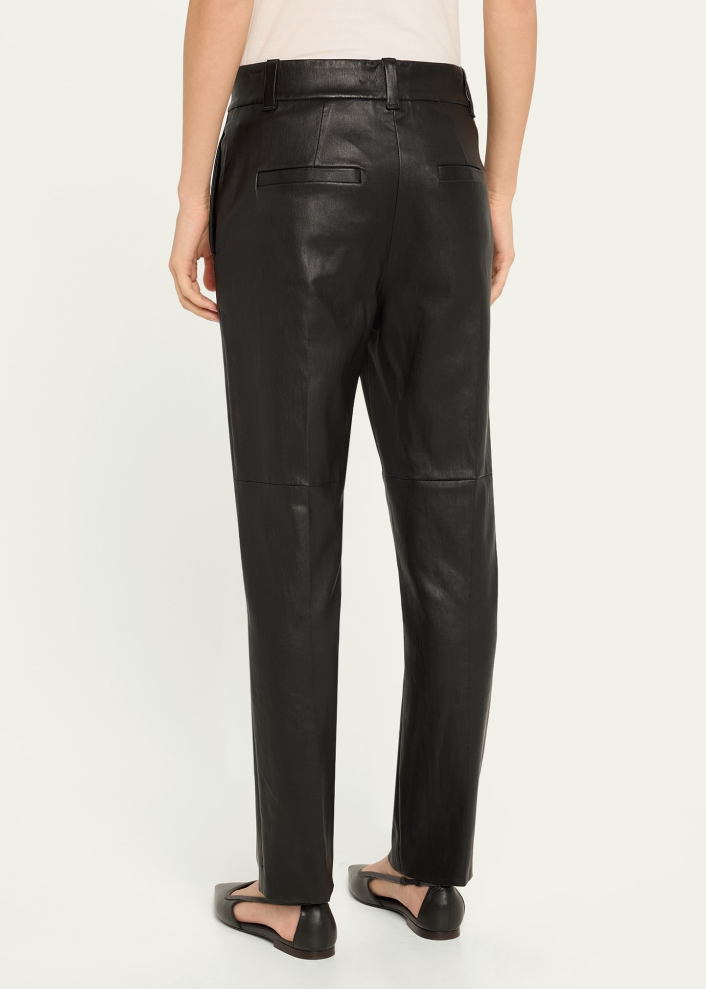 Nappa Leather Straight-Leg Trousers - 3