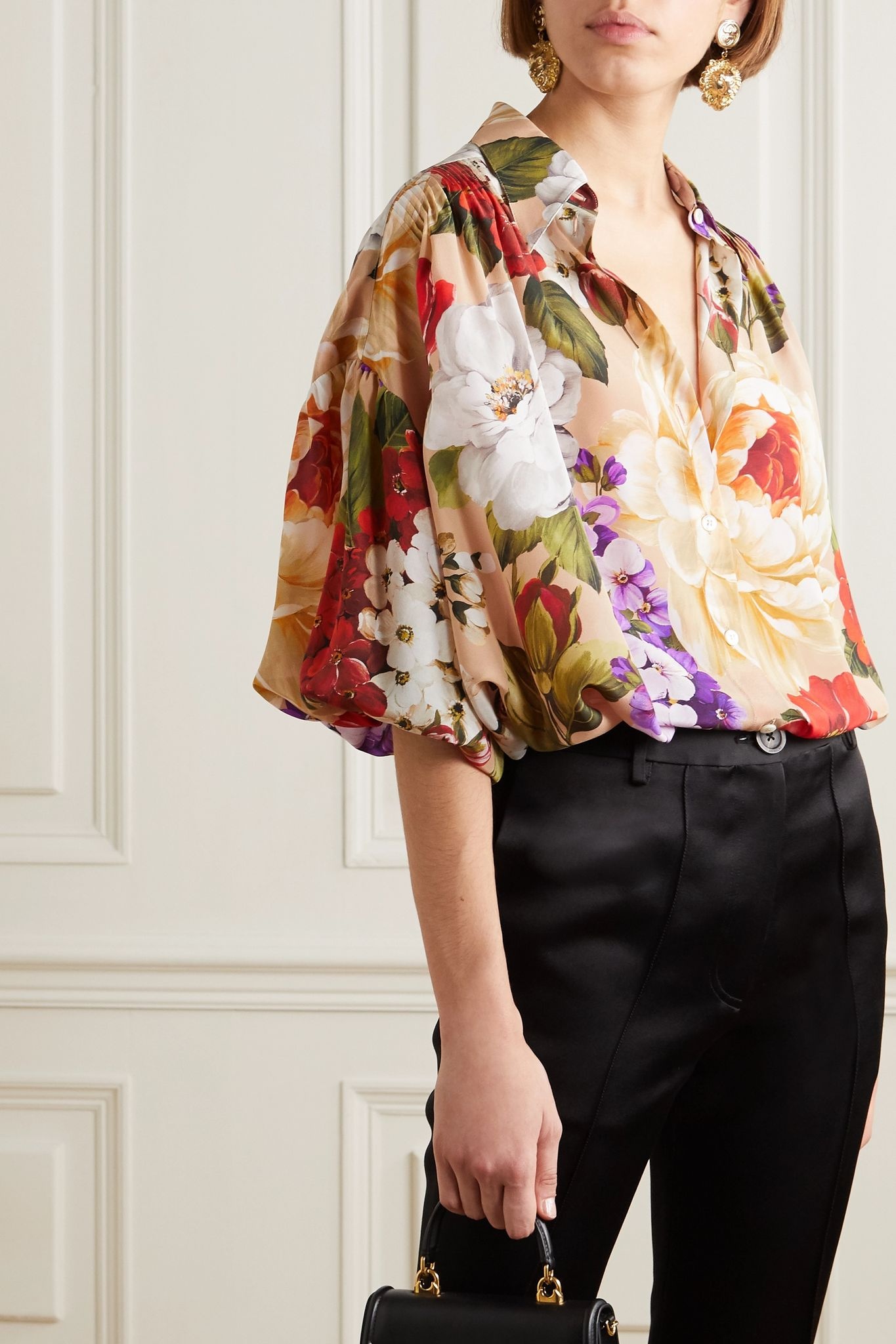 Floral-print silk blouse - 3