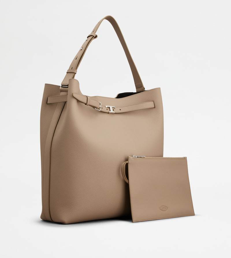 HOBO BAG IN LEATHER MEDIUM - BEIGE 2