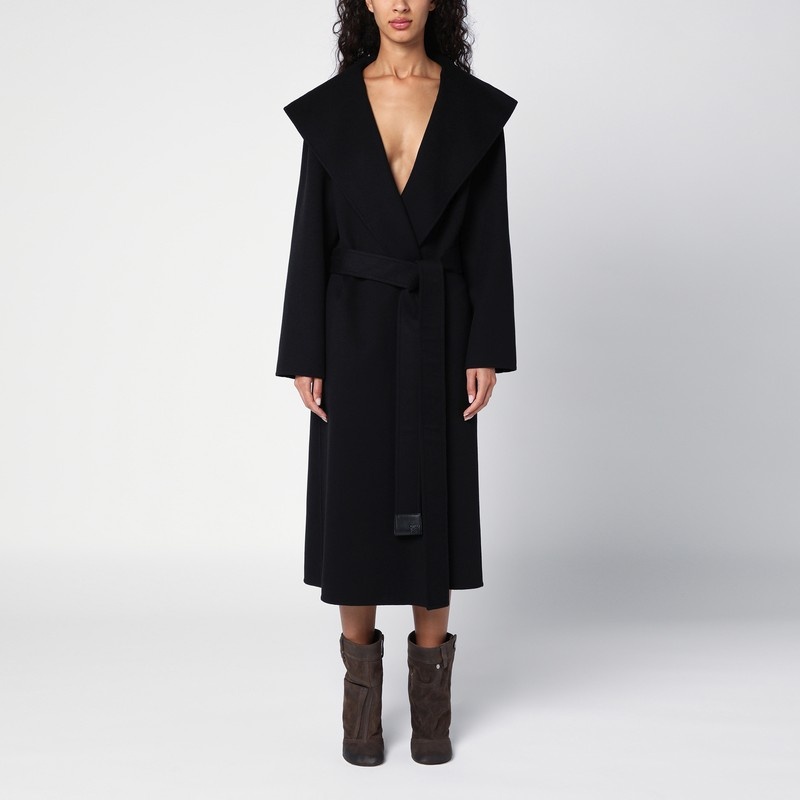 Black wool and cashmere coat - 1