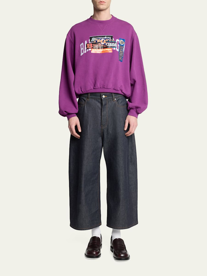 BALENCIAGA Men's Raw Indigo Denim Wide-Leg Jeans outlook