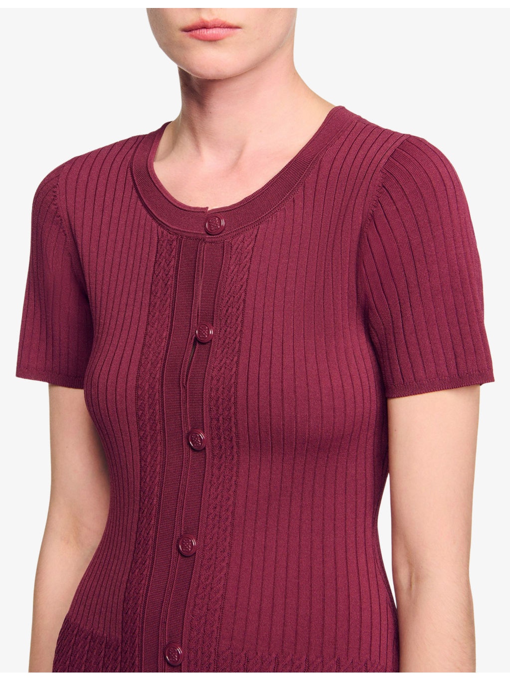 Round-Neck Button-Down Stretch-Knit Maxi Dress - 5