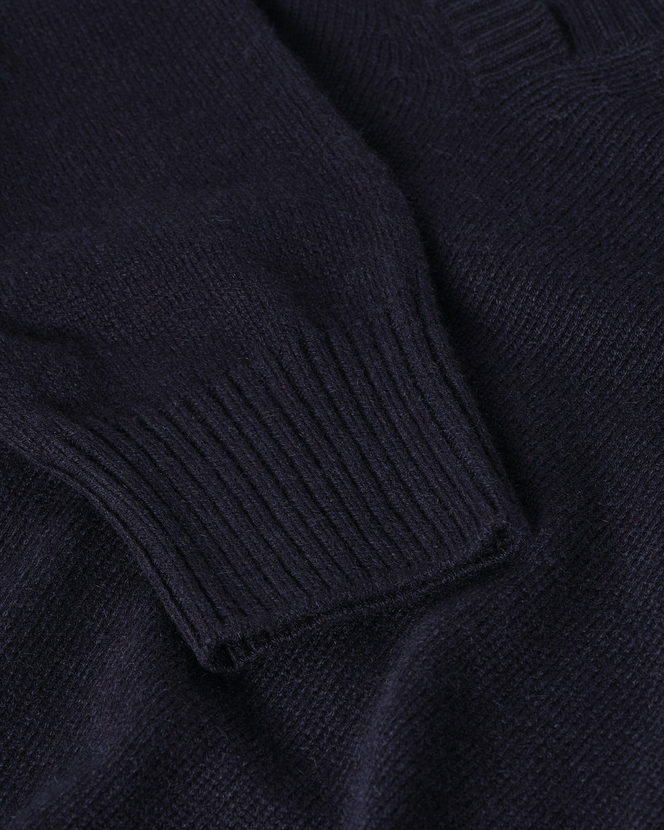 Gauzy Cashmere Navy V Neck Jumper - 6