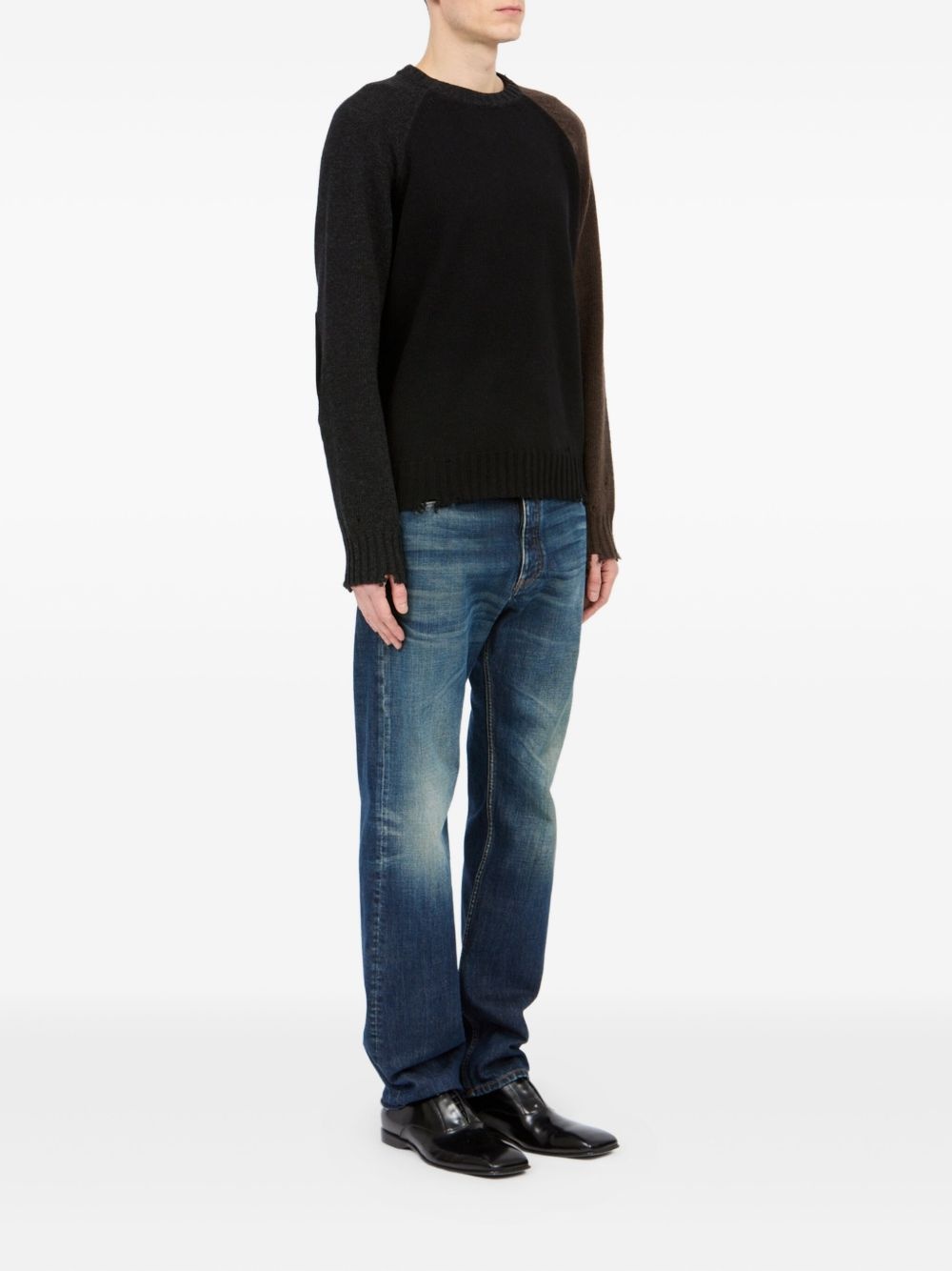 distressed-hem jumper - 3