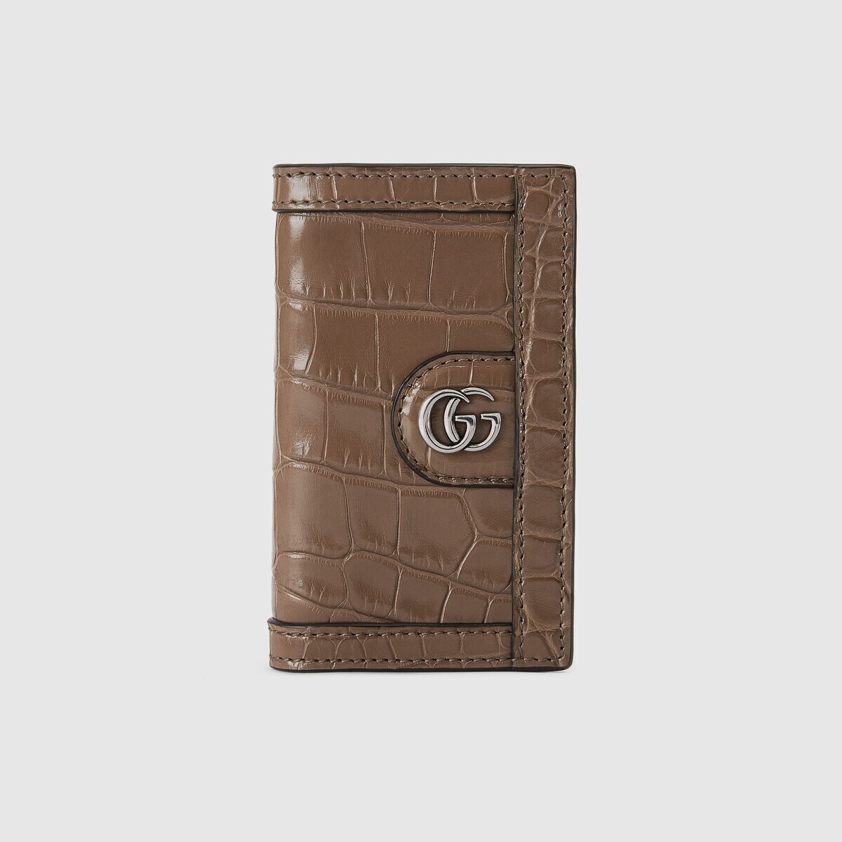 Crocodile card case with Double G - 1