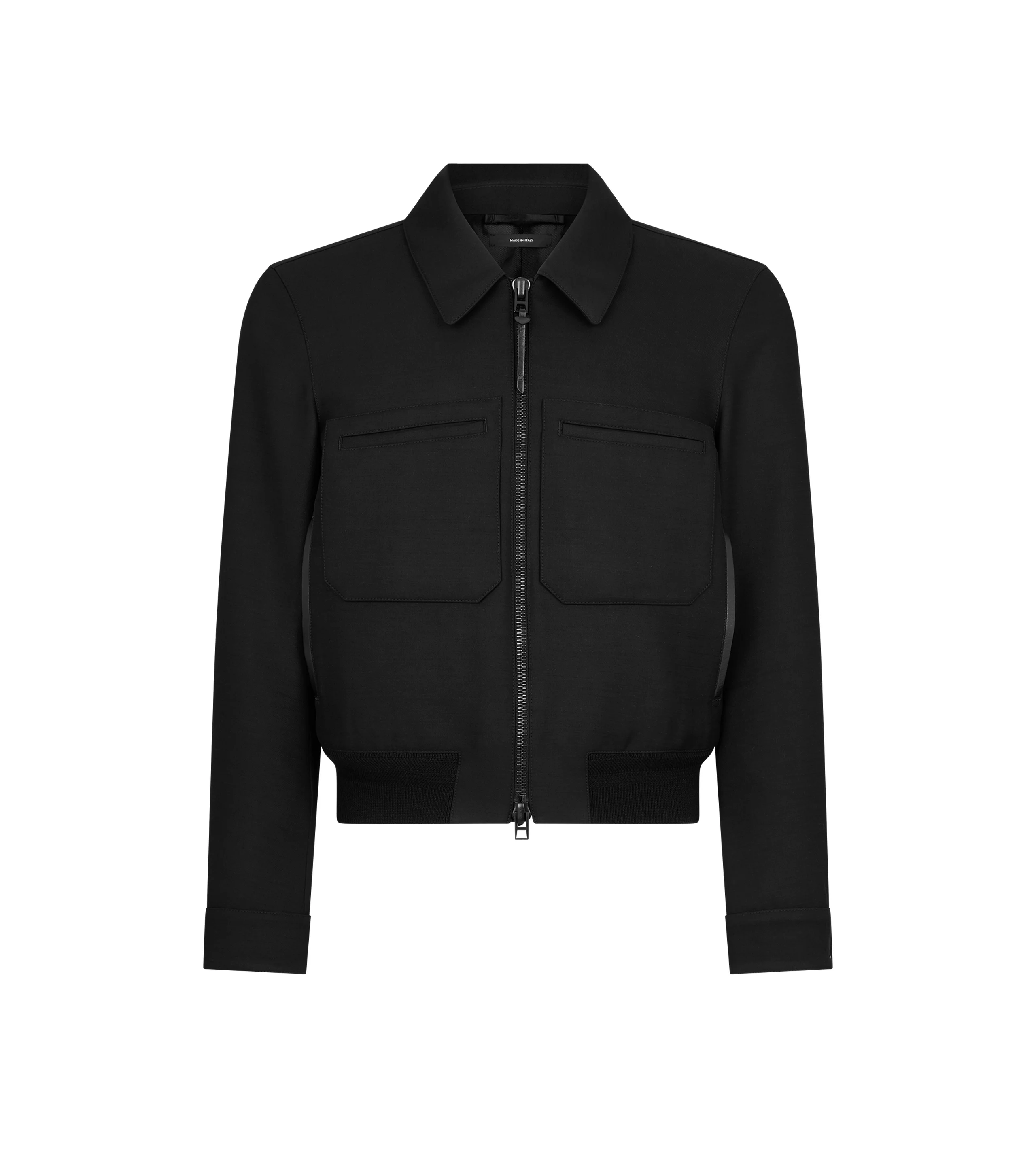 LACQUERED WOOL TRICOTINE BATTLE JACKET - 1