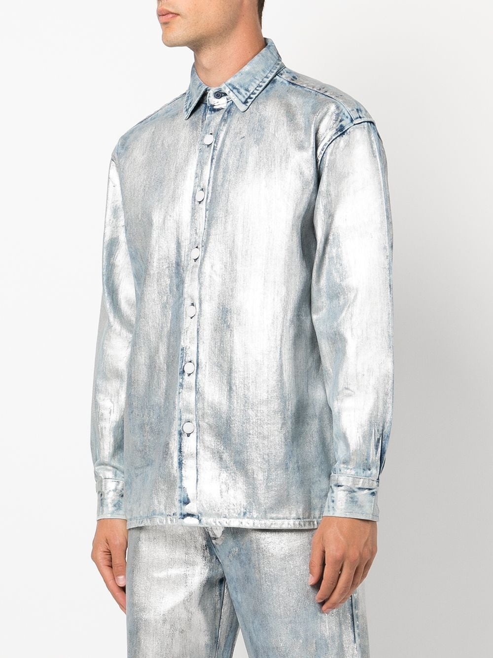 high-shine denim shirt - 3