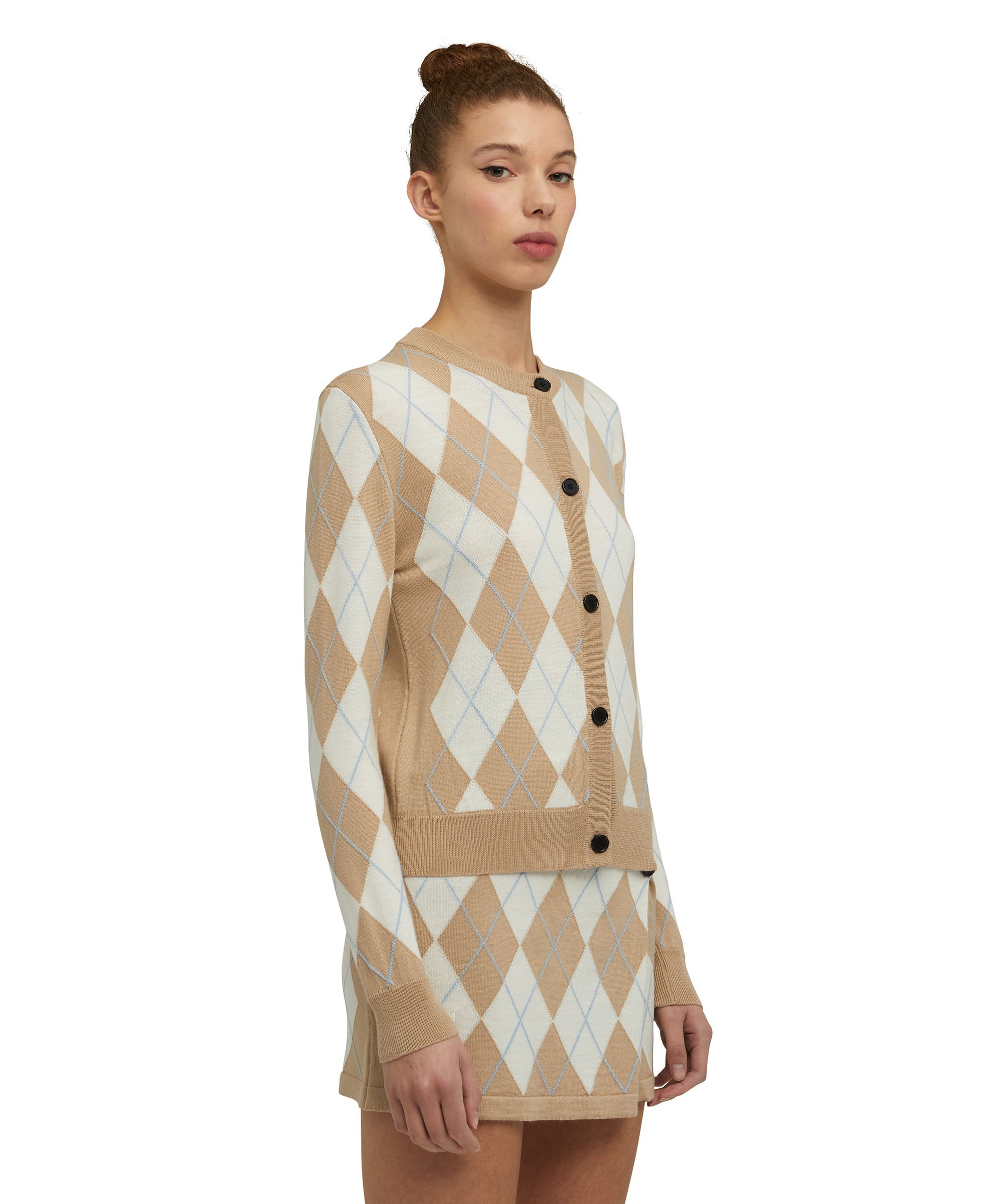 Vrigin wool cardigan with "Argyle" motif - 3