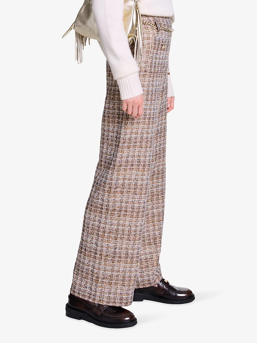 Straight-leg high-rise tweed trousers - 3