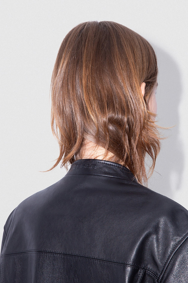 MILENA BIKER JACKET BLACK CALF NAPPA LEATHER 5