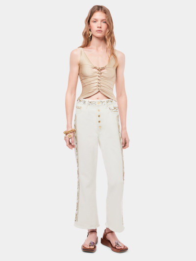 Paco Rabanne DRAPPED RAFFIA COLORED TOP WITH METALLIC DETAILS outlook