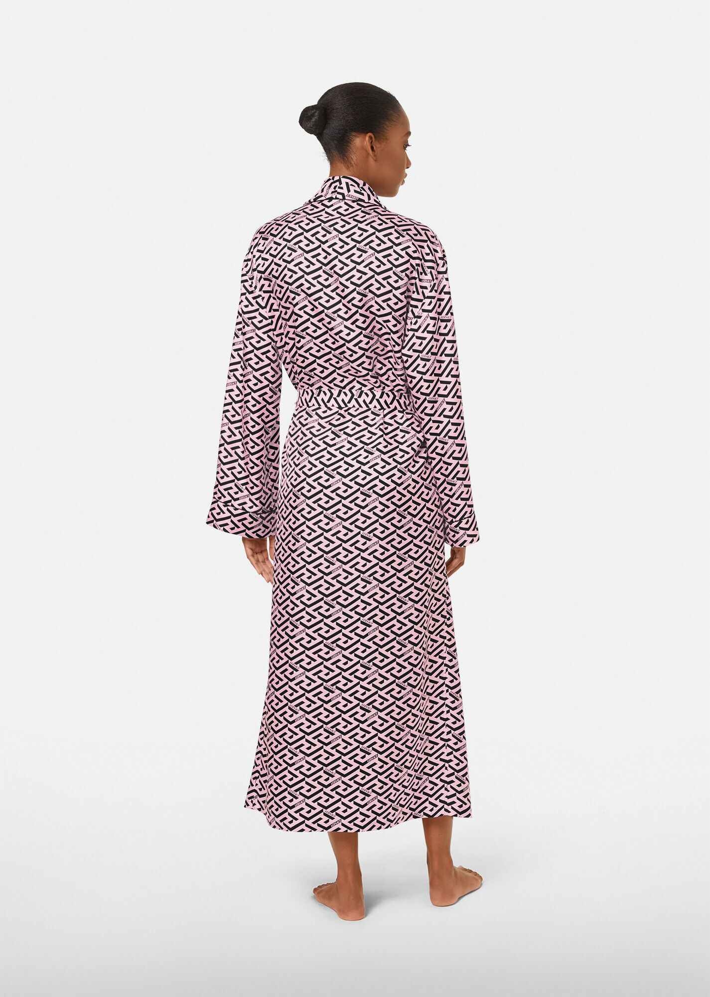 La Greca Print Silk Robe - 3
