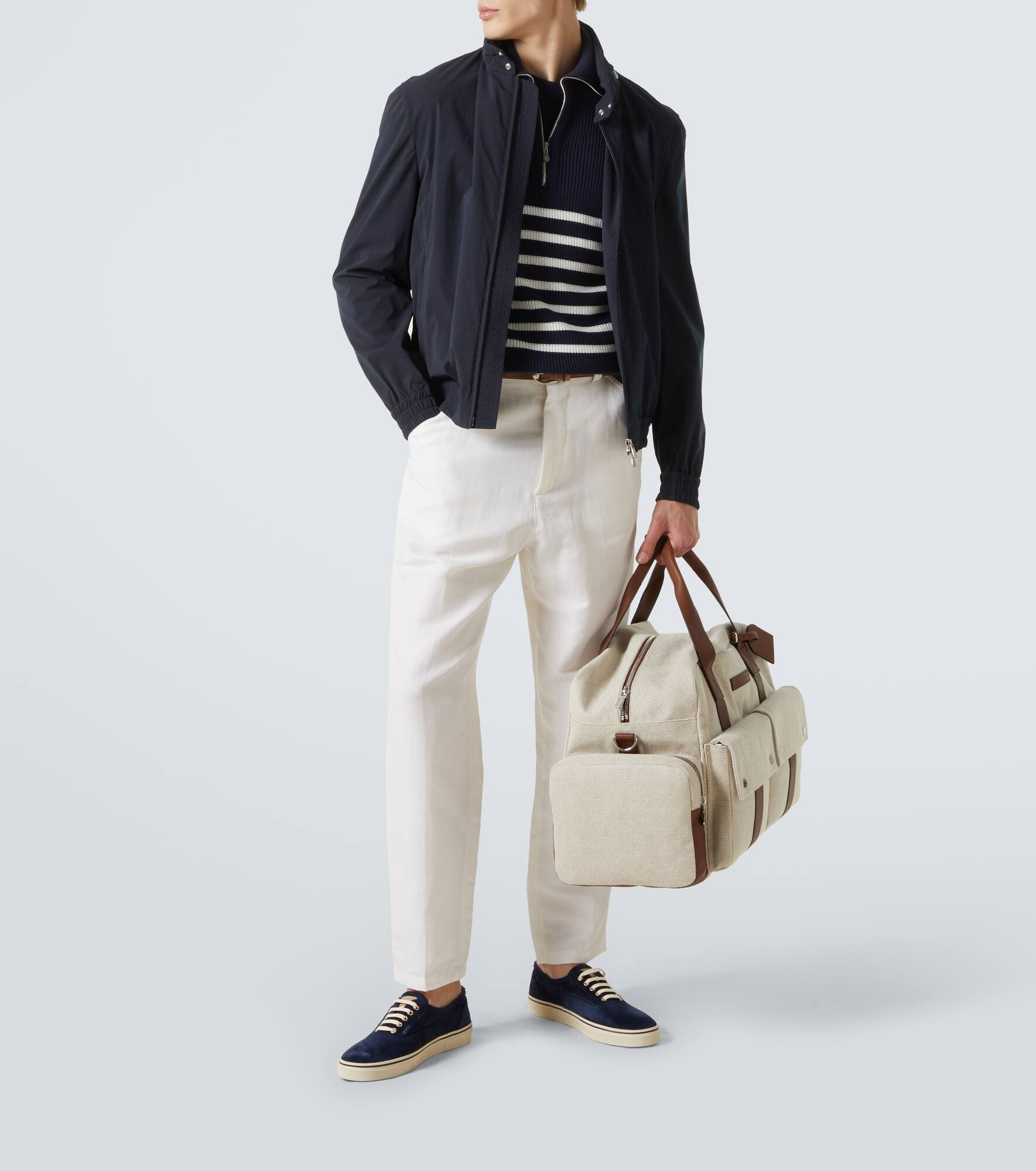 Striped cotton half-zip sweater - 2