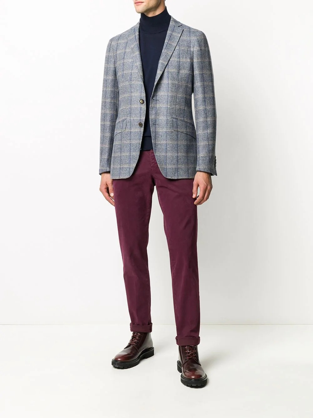 check print wool-blend blazer - 2