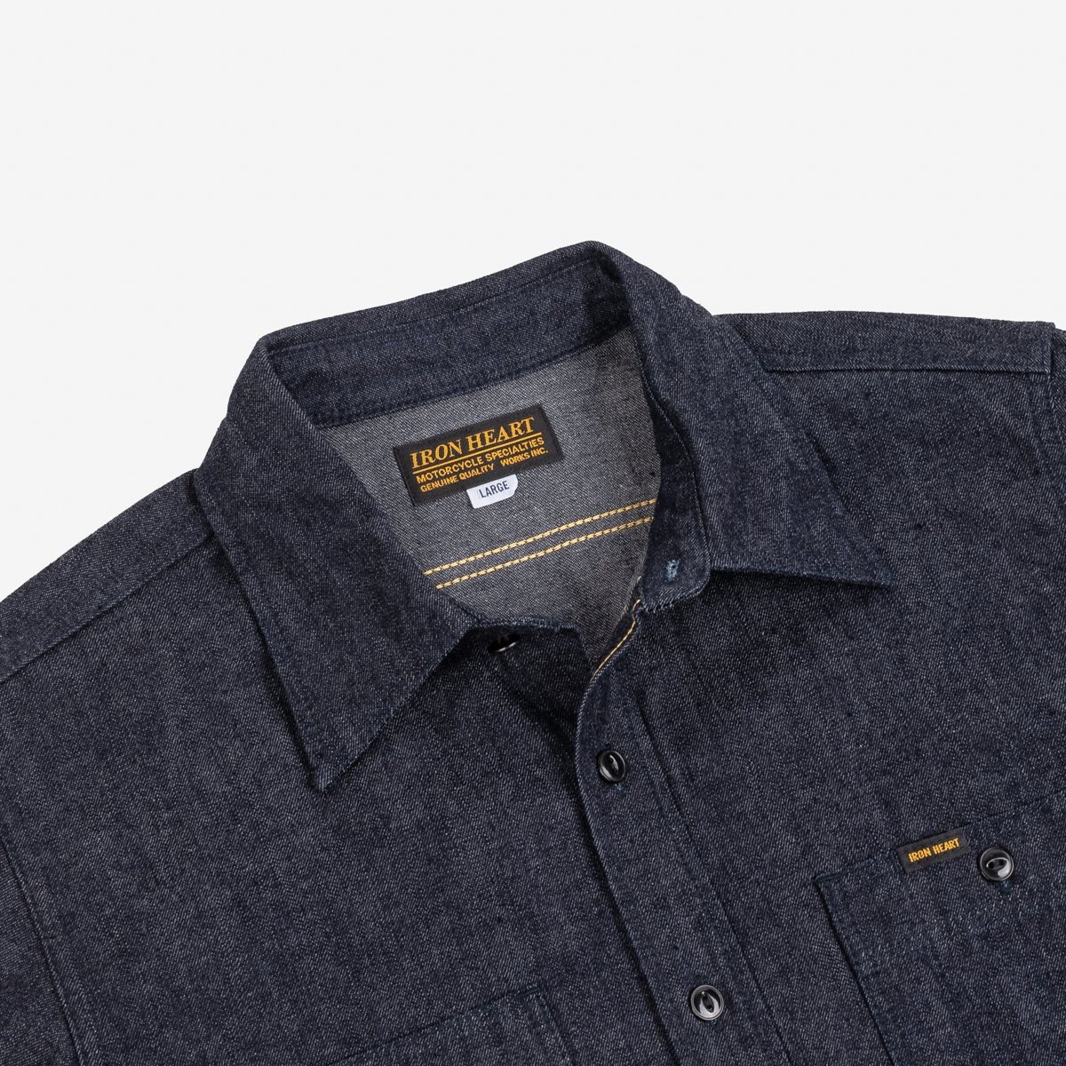 IHSH-351-IND 10oz Selvedge Denim Work Shirt - Indigo - 8