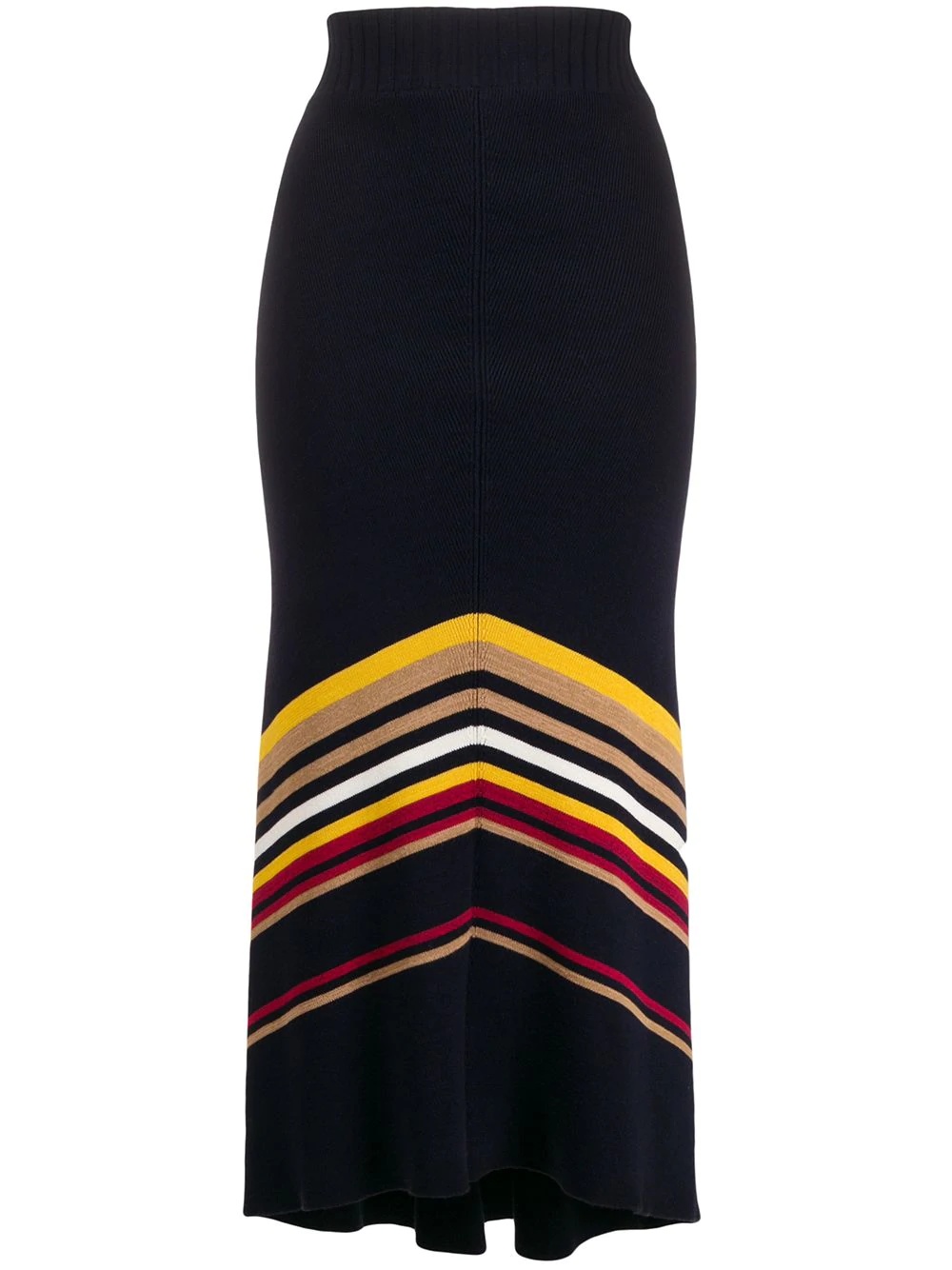 chevron knitted midi skirt - 1