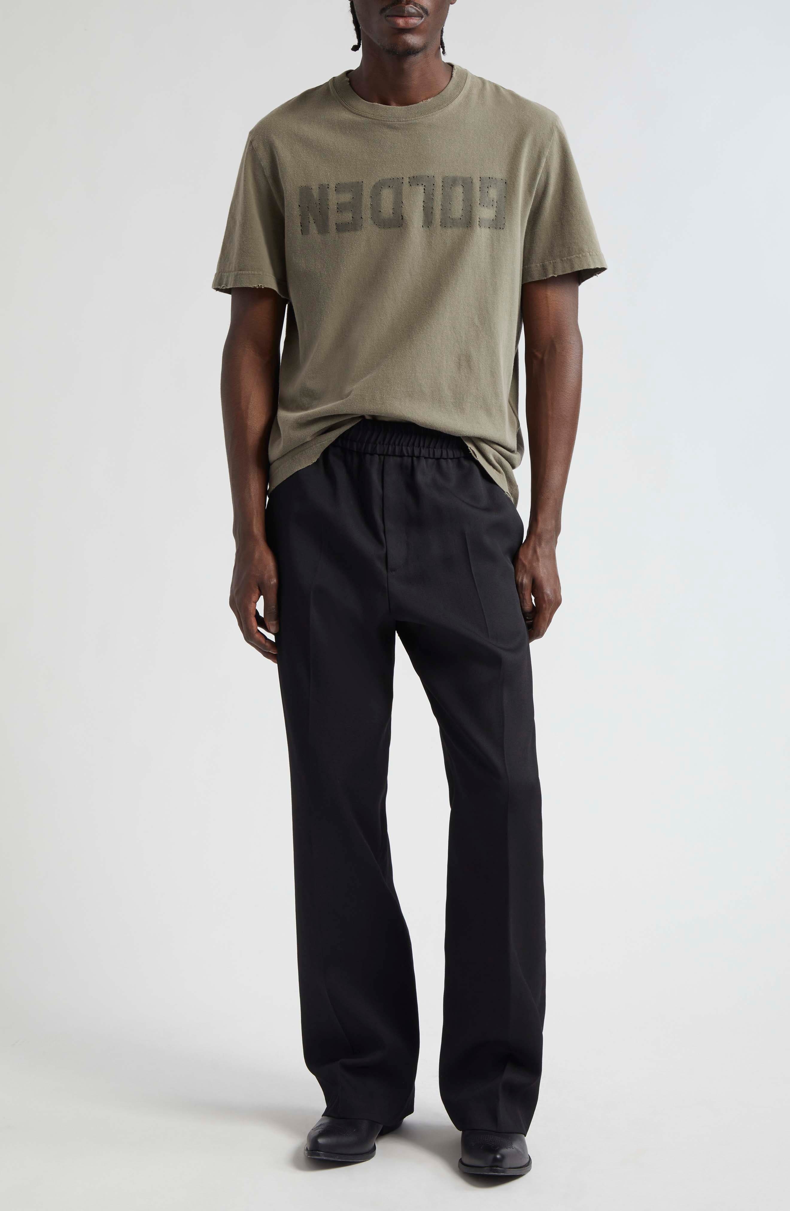 Distressed Upside Down Logo Cotton Graphic Tee - 2