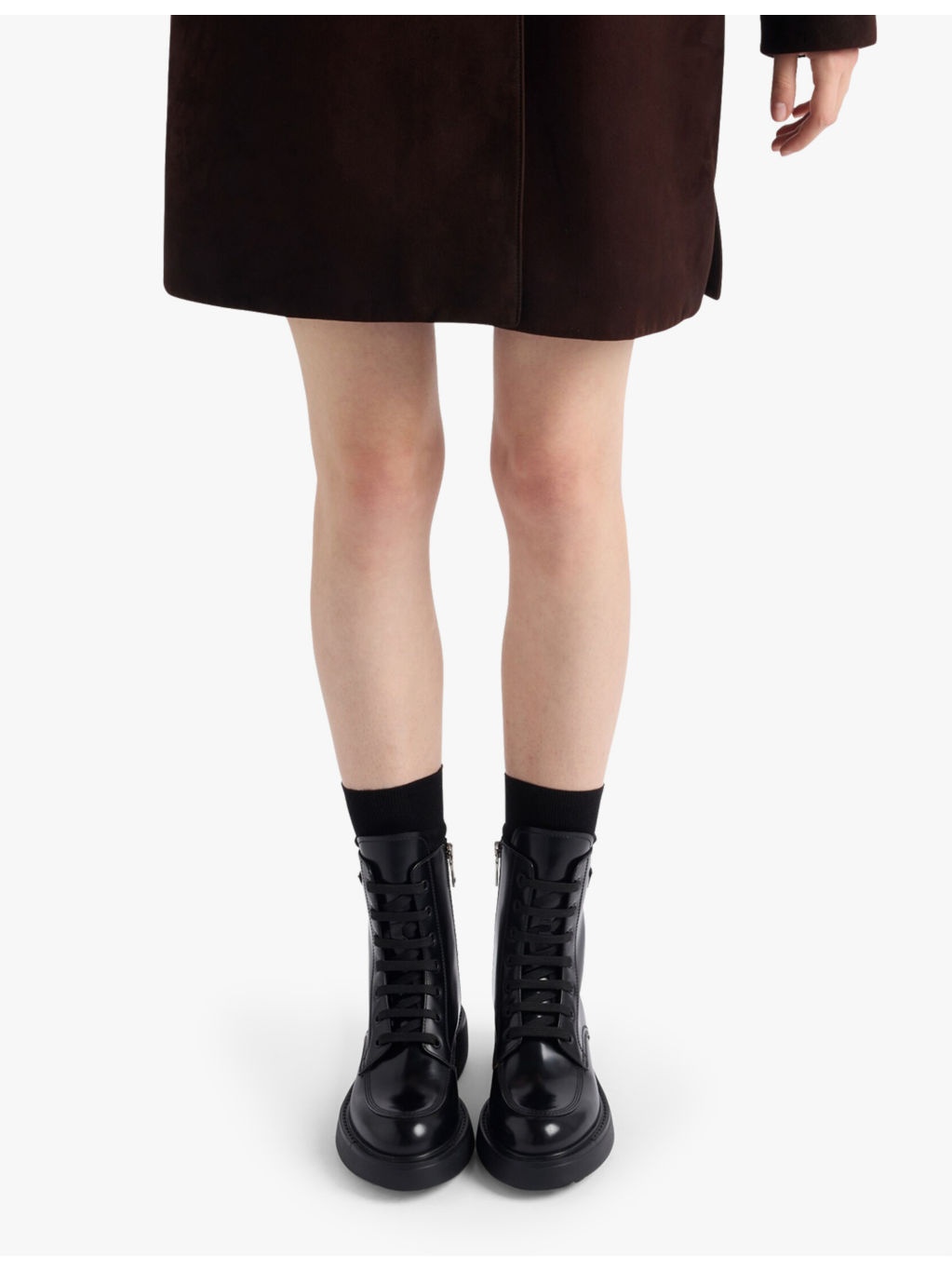 Brand-plaque brushed leather combat boots - 2