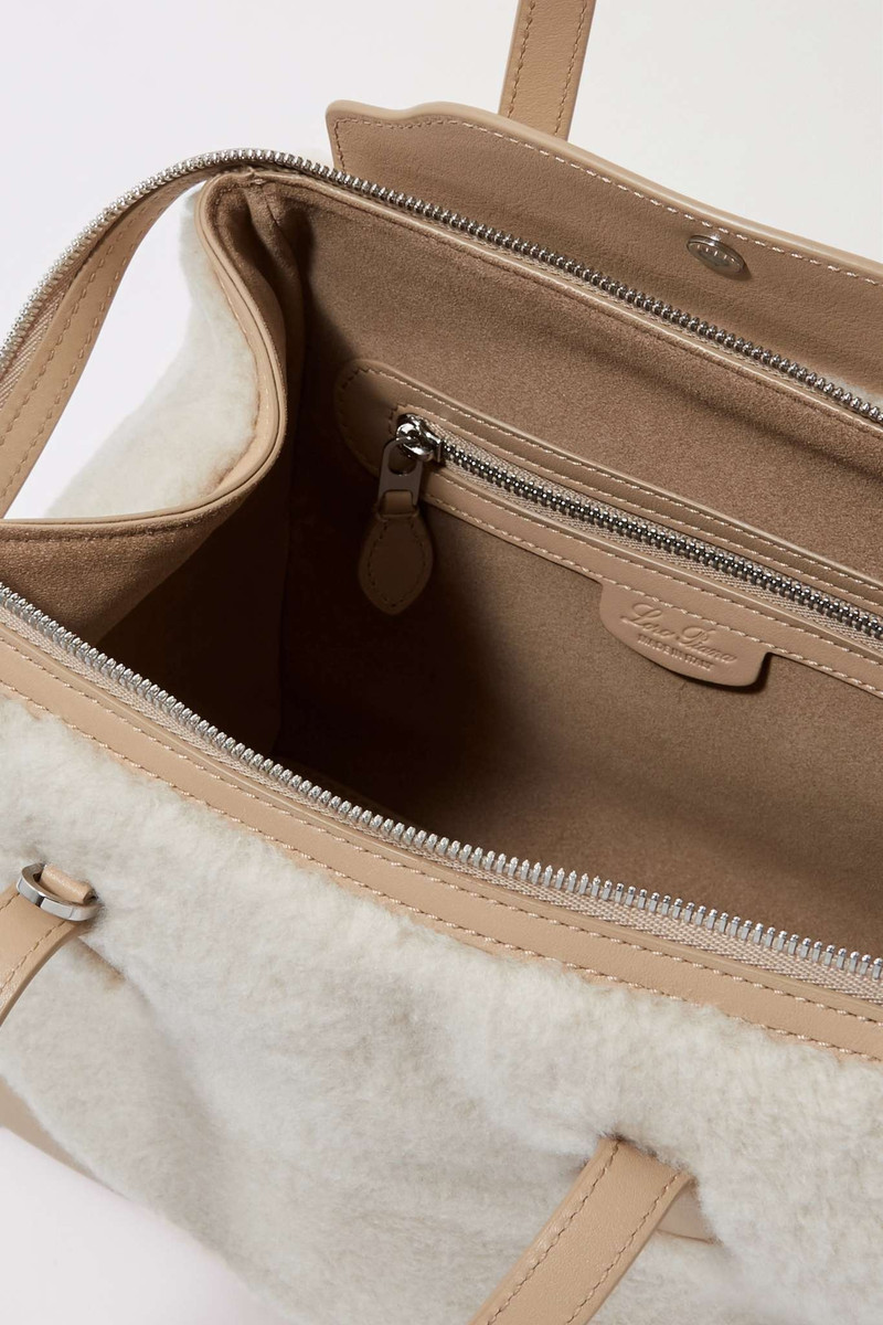 Happy Day micro leather and cashmere and silk-blend fleece tote 5