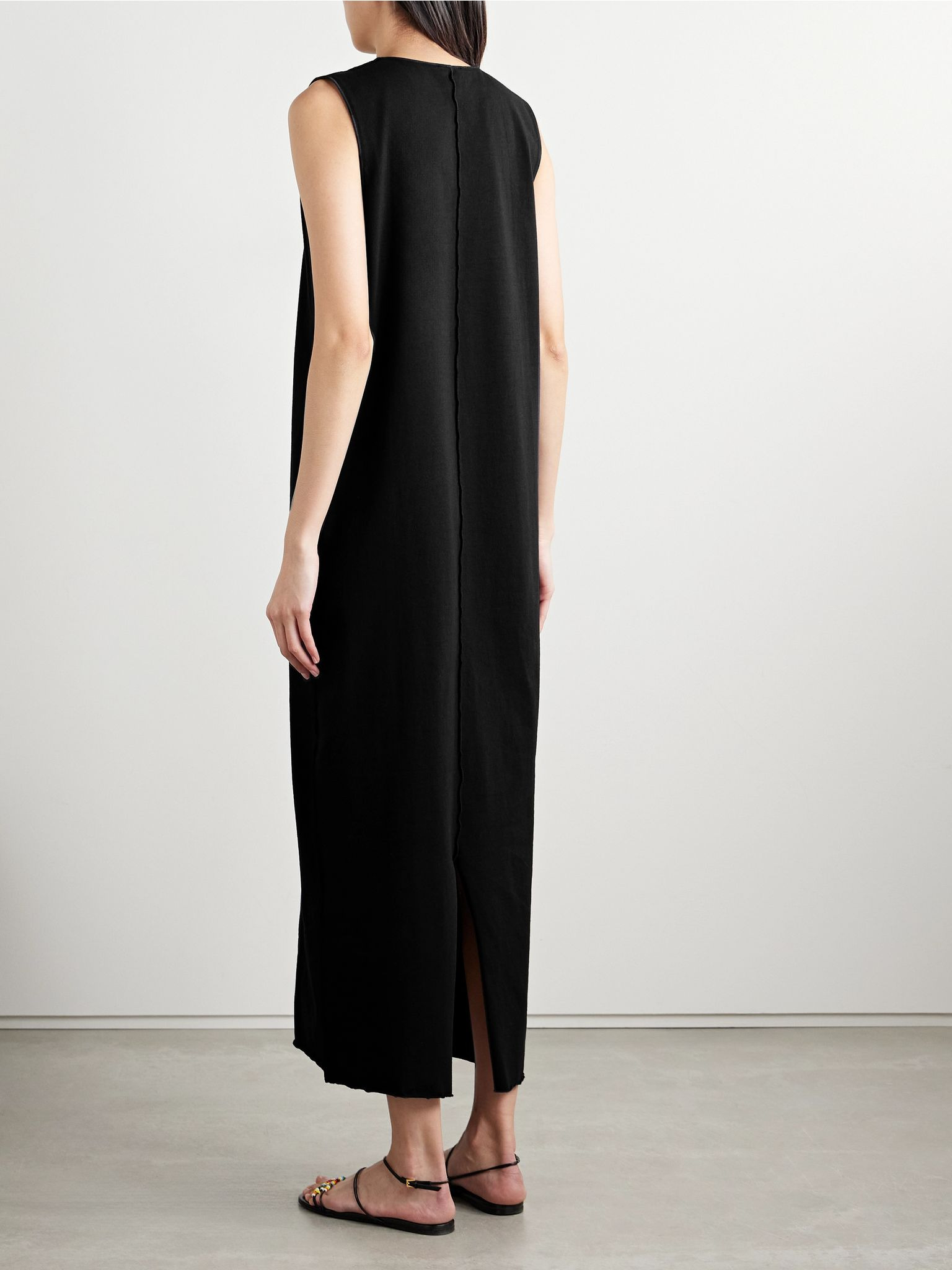 Hal paneled cotton-jersey midi dress Black - 3