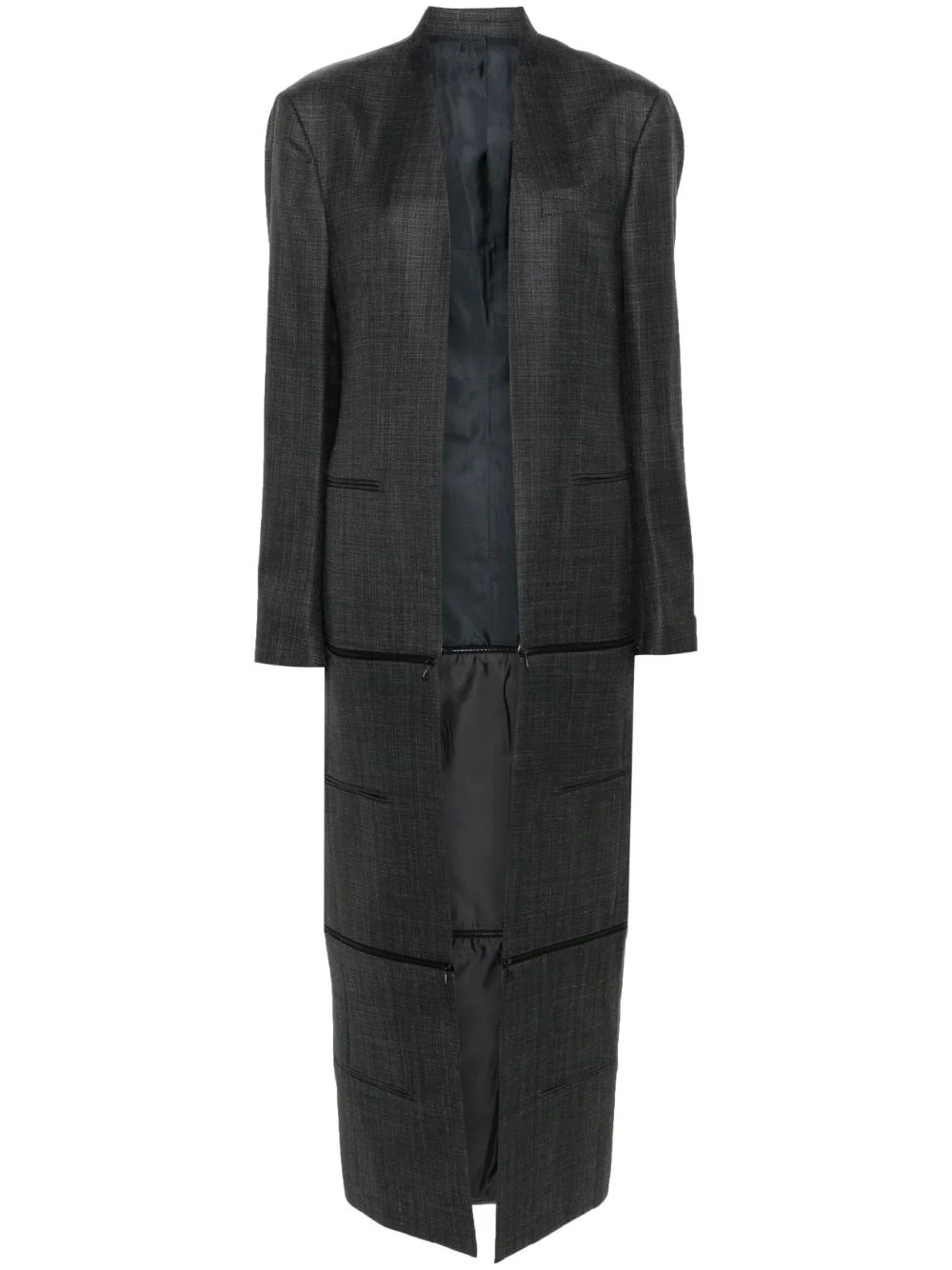 adjustable-length collarless coat - 1