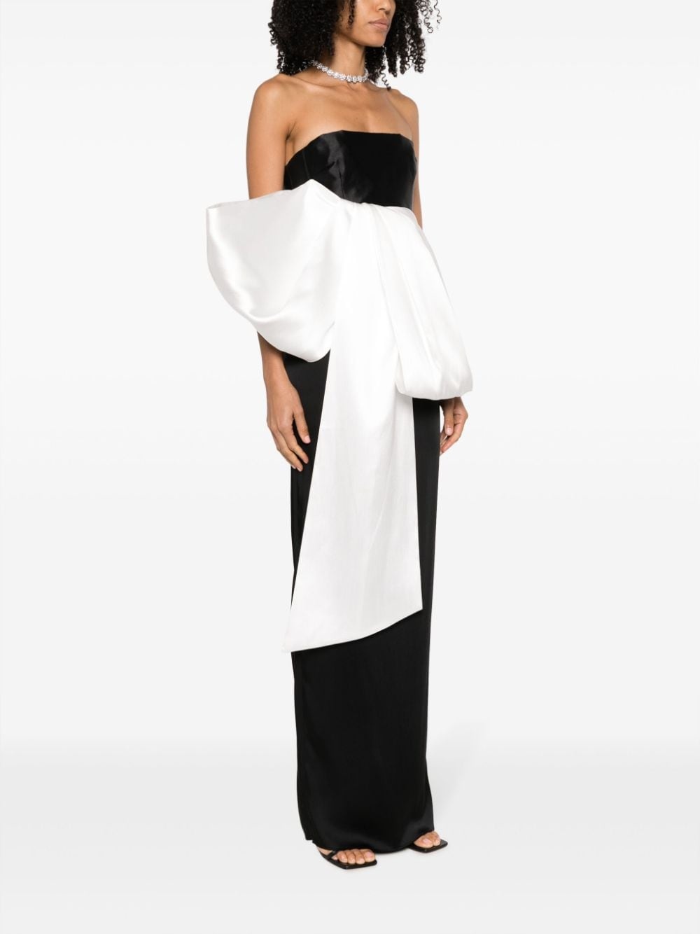 Nadina bow-embellished satin top - 3