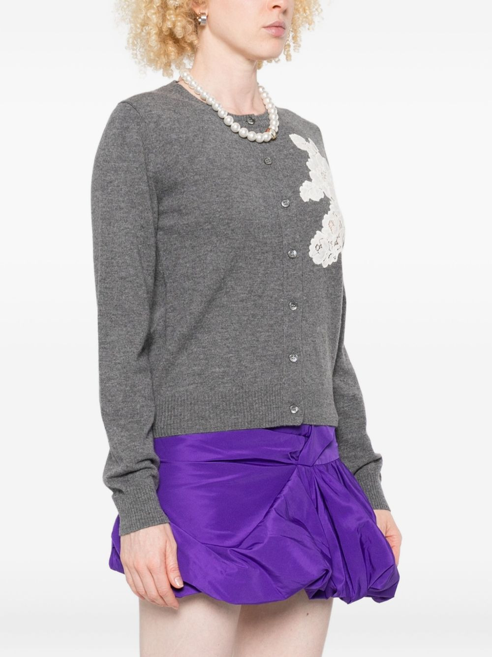floral-lace cardigan - 3