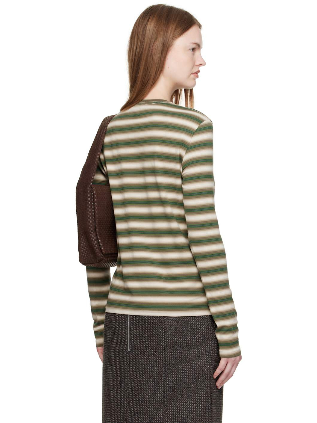 Brown & Green Gradient Stripe Jersey L/S T-shirt - 3