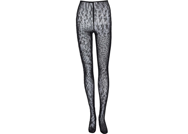 Mugler H&M Rhinestone-Embellished Mesh Tights Black 1