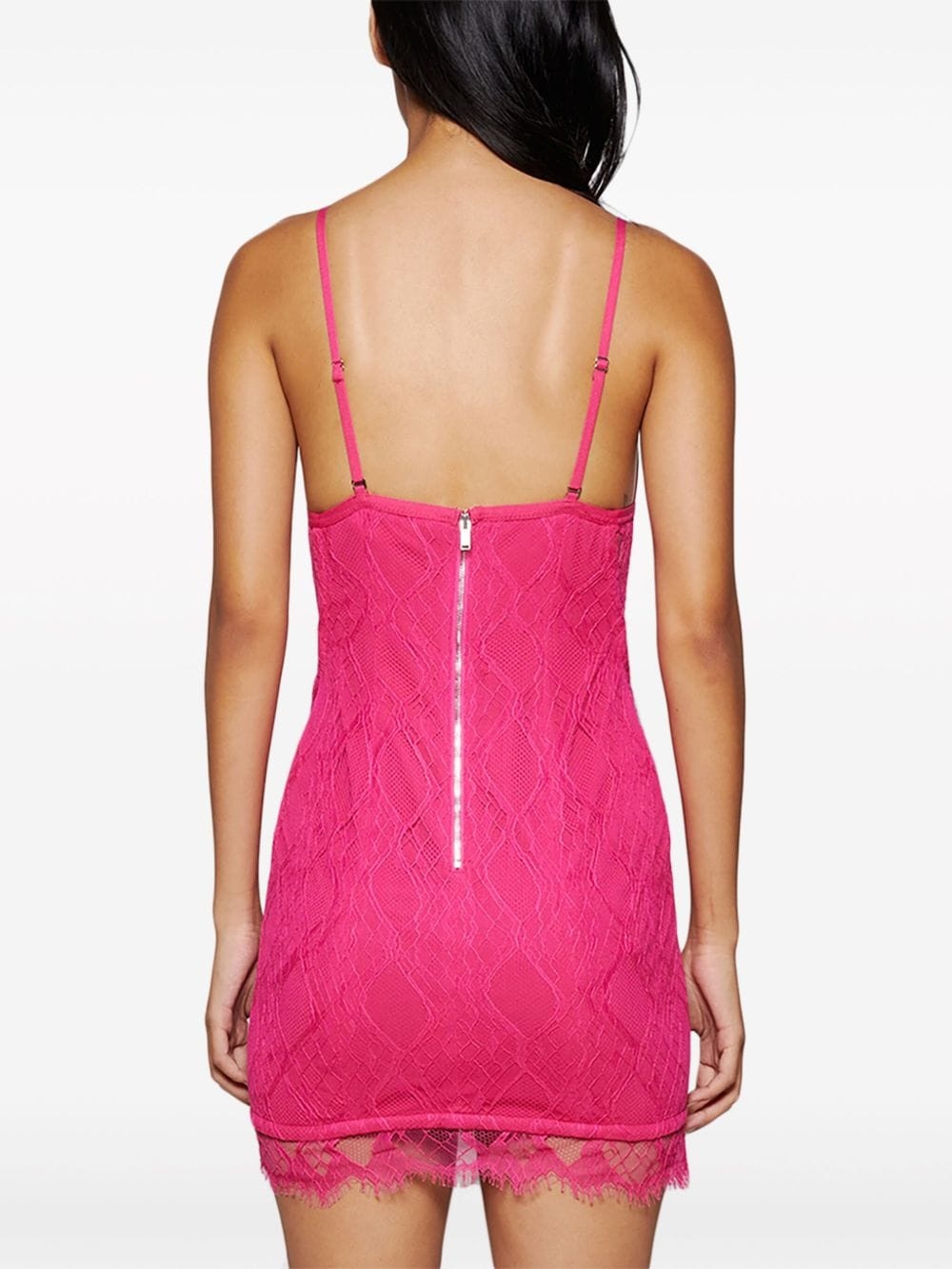 lace-overlay cut-out minidress - 5