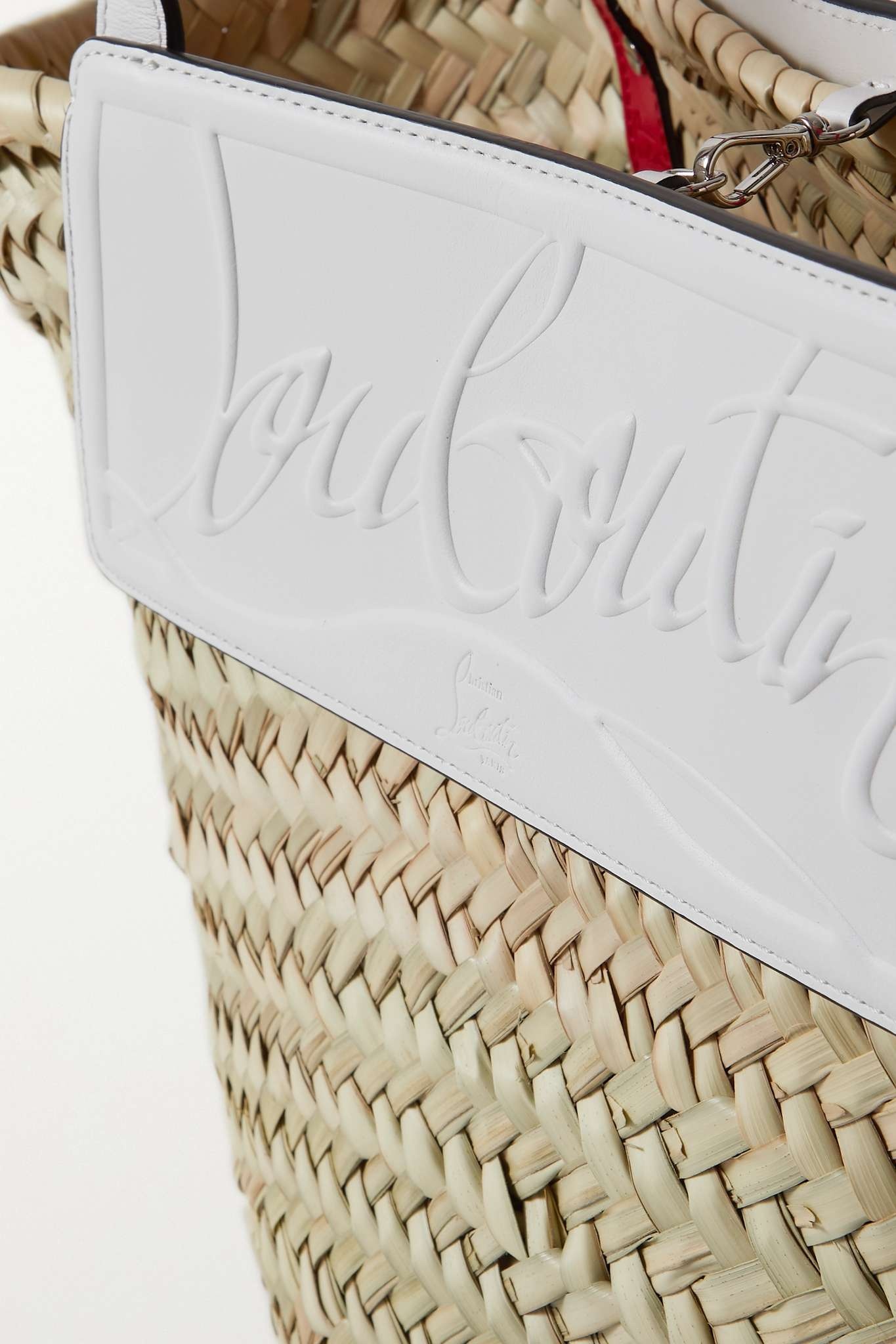 Loubishore small woven straw and embossed leather tote - 4